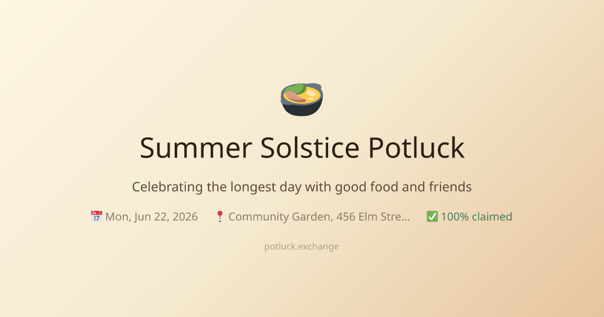 Summer Solstice Potluck — Potluck